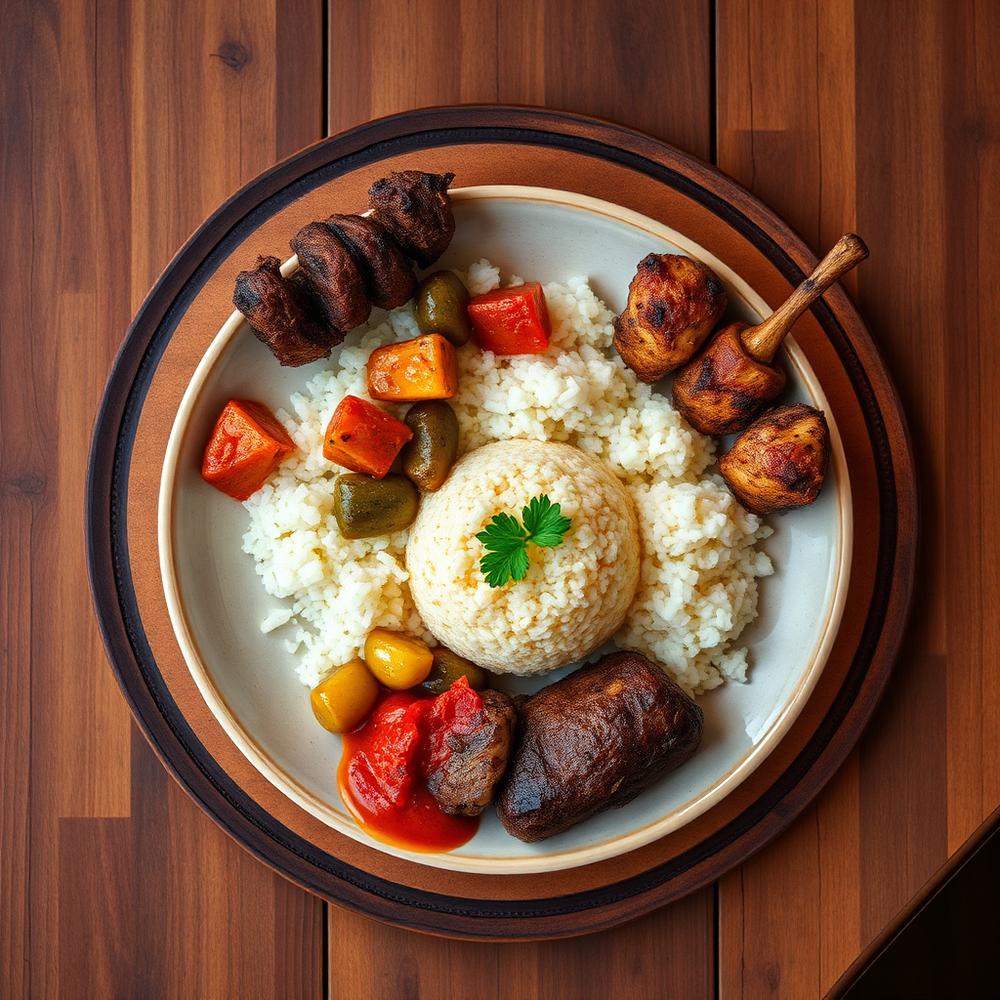 A plate of pap with shisanyama