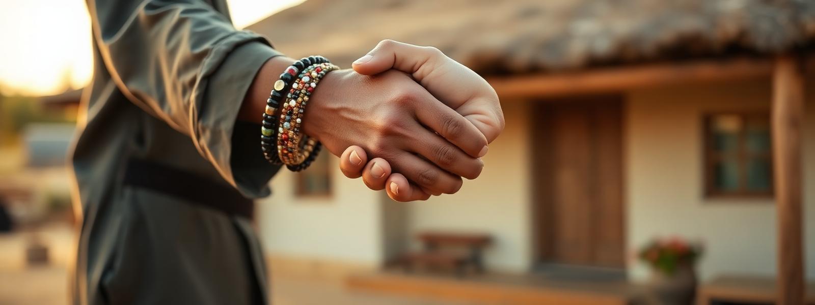 Warm handshake greeting between two people